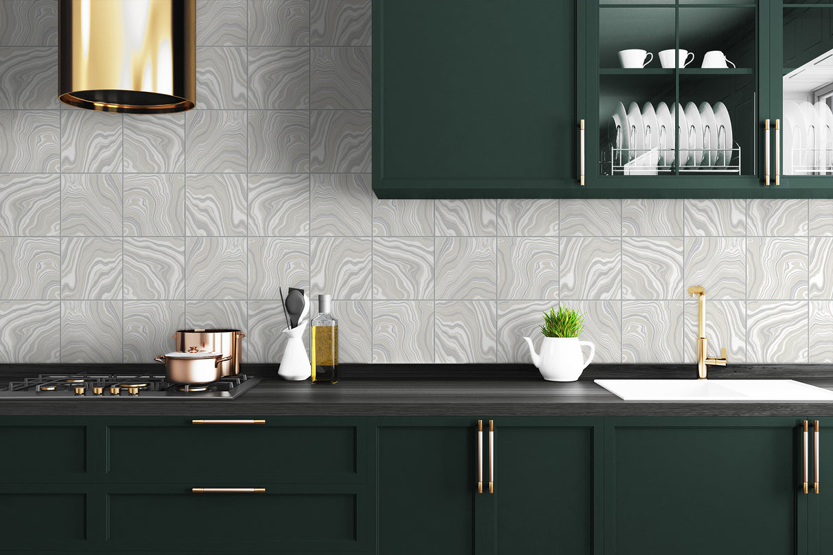 Marbled Tile Quartz by Lillian August Peel and Stick Marbled Tile Vinyl Wallpaper – Lillian August LN30608