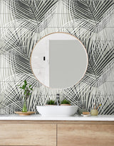Palm Tile Ebony & Fieldstone by Lillian August Peel and Stick Botanical Wallpaper – Lillian August LN30700