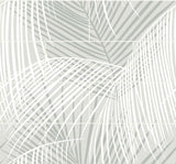 Palm Tile peel and stick wallpaper in Sea Salt with layered palm fronds and tile layout