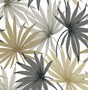 Tropic Palm Toss peel and stick wallpaper in Harbor Grey & Khaki with tossed palm fronds