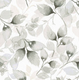 Watercolor Tossed Leaves peel and stick wallpaper in Sea Salt & Harbor Mist by Lillian August