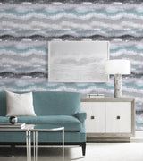 Ikat Waves Morning Fog by Lillian August Abstract Peel & Stick Vinyl Wallpaper – Lillian August LN31208