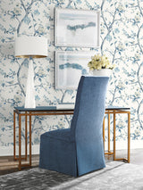 Sparrow Haven Breezy Blue by Coastal Haven Chinoiserie Floral Bird Wallpaper – Lillian August LN40002