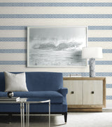 Alani Geo Stripe Blue Bell by Coastal Haven Geo Stripe Wallpaper – Lillian August LN40102
