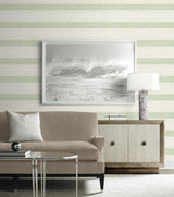 Alani Geo Stripe Aloe by Coastal Haven Geo Stripe Wallpaper – Lillian August LN40104