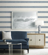 Alani Geo Stripe Nautical Blue by Coastal Haven Geometric Stripe Wallpaper – Lillian August LN40112