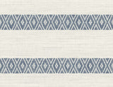Alani Geo Stripe wallpaper in Nautical Blue with horizontal geometric stripe bands on a light ground.