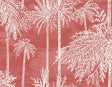Coral Palm Grove wallpaper with white palm tree silhouettes