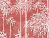 Coral Palm Grove wallpaper with white palm tree silhouettes