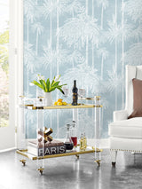 Palm Grove Hampton Blue by Coastal Haven Botanical Wallpaper – Lillian August LN40202