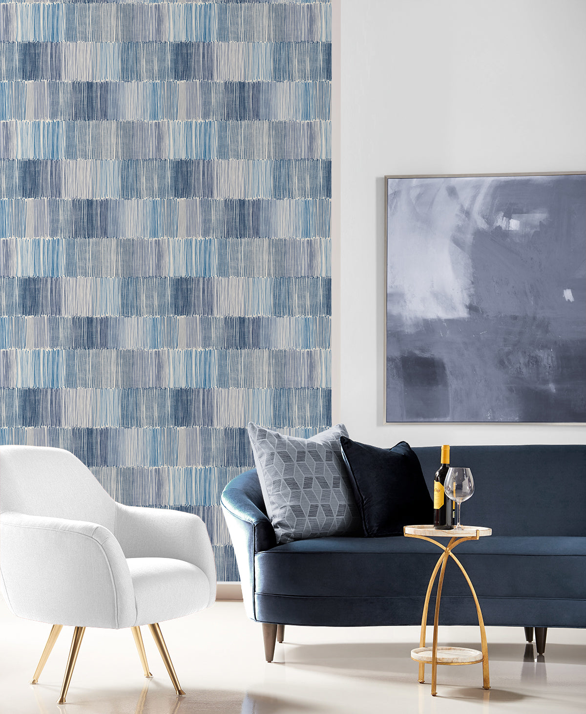 Arielle Abstract Stripe Oceanic by Lillian August Abstract Stripe Wallpaper – Lillian August LN40302