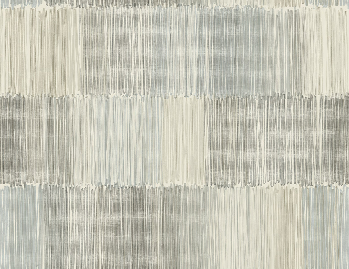 Arielle Abstract Stripe wallpaper in Haze featuring a soft grey and off-white brushed stripe pattern.