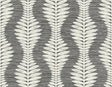 Carina Leaf Ogee charcoal botanical ogee vinyl wallpaper with white leaf motifs