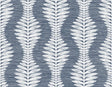 Carina Leaf Ogee wallpaper in Midnight Sky blue with white leaf ogee motif