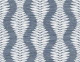 Carina Leaf Ogee wallpaper in Midnight Sky blue with white leaf ogee motif