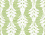 Green and white ogee leaf botanical wallpaper pattern