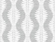 Carina Leaf Ogee wallpaper in Morning Fog featuring a grey textured ground with a white leaf ogee pattern.