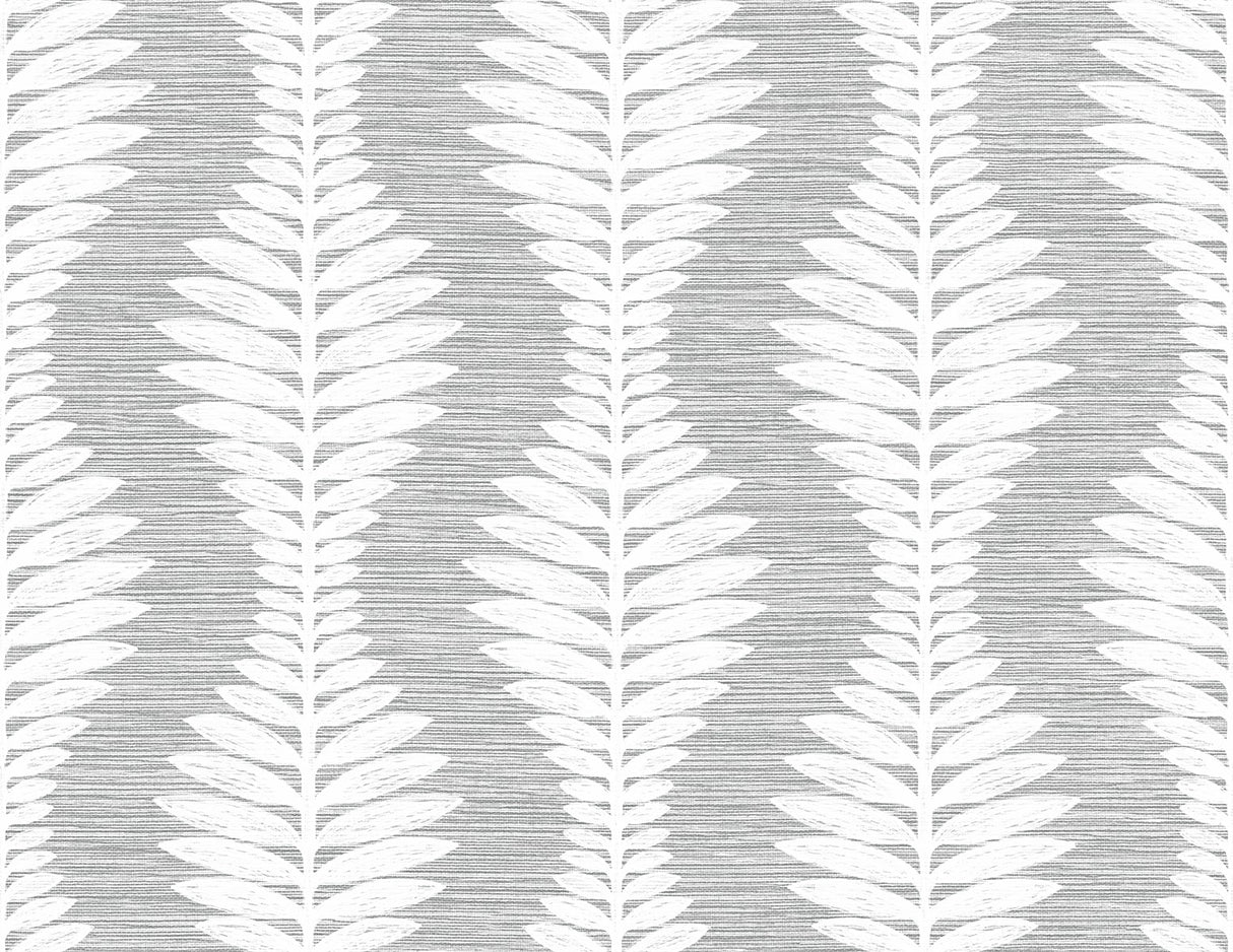 Carina Leaf Ogee wallpaper in Morning Fog featuring a grey textured ground with a white leaf ogee pattern.
