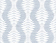 Carina Leaf Ogee wallpaper in Charlotte Blue with a white leaf ogee pattern on a blue ground.