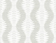 Carina Leaf Ogee wallpaper in Sea Salt with a soft grey leaf ogee pattern and matte finish