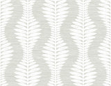 Carina Leaf Ogee wallpaper in Sea Salt with a soft grey leaf ogee pattern and matte finish