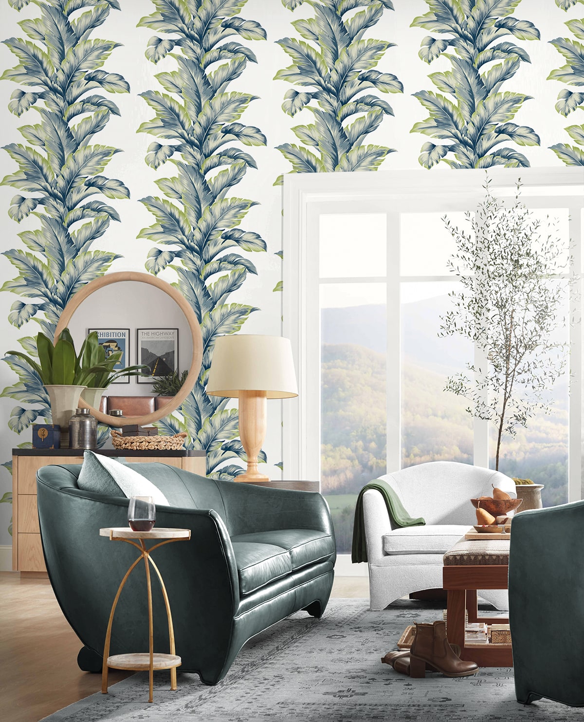 Banana Springs Deep Sea by Coastal Haven Botanical Vinyl Wallpaper – Lillian August LN40602