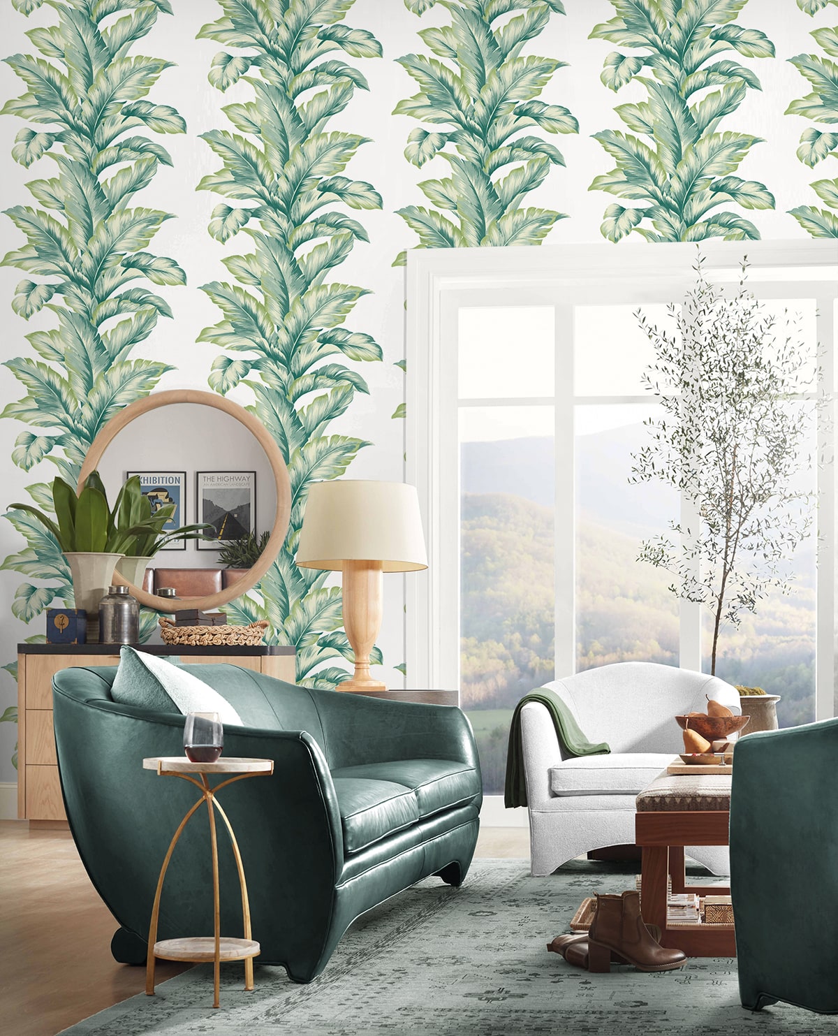 Banana Springs Rivercrest by Coastal Haven Botanical Leaf Wallpaper – Lillian August LN40604