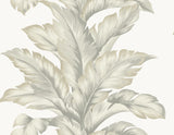 Banana Springs Fieldstone botanical leaf wallpaper in soft grey tones