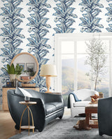 Banana Springs Coastal Blue by Coastal Haven Botanical Wallpaper – Lillian August LN40612