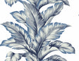 Large-scale banana leaf wallpaper in coastal blue on a white ground