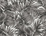 Cordelia Tossed Palms wallpaper in Onyx (black palm fronds).