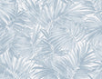 Cordelia Tossed Palms wallpaper in Blue Shale with a matte finish and tossed palm frond design