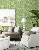 Cordelia Tossed Palms Spring Green by Coastal Haven Botanical Vinyl Wallpaper – Lillian August LN40704