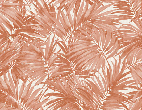 Coral Cordelia Tossed Palms botanical wallpaper with matte finish