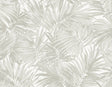 Cordelia Tossed Palms wallpaper in Dove Grey with layered palm fronds and a matte finish.