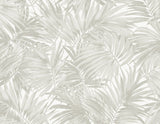 Cordelia Tossed Palms wallpaper in Dove Grey with layered palm fronds and a matte finish.