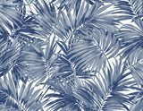 Cordelia Tossed Palms wallpaper in Pacific Blue with layered palm fronds