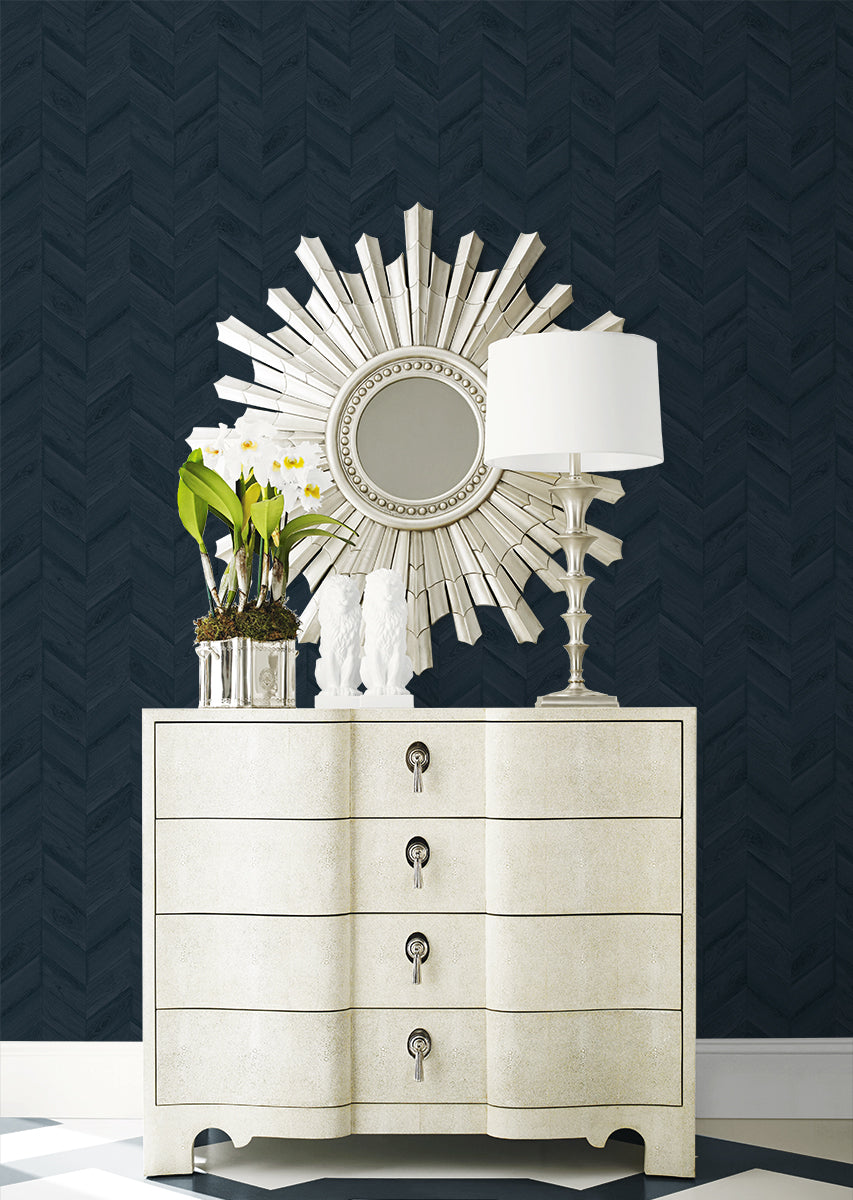 Keone Bay Chevron Nightfall by Lillian August Matte Type II Vinyl Wallpaper – Lillian August LN40802
