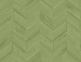 Green wood-look chevron wallpaper (Keone Bay Chevron) in Summer Fern