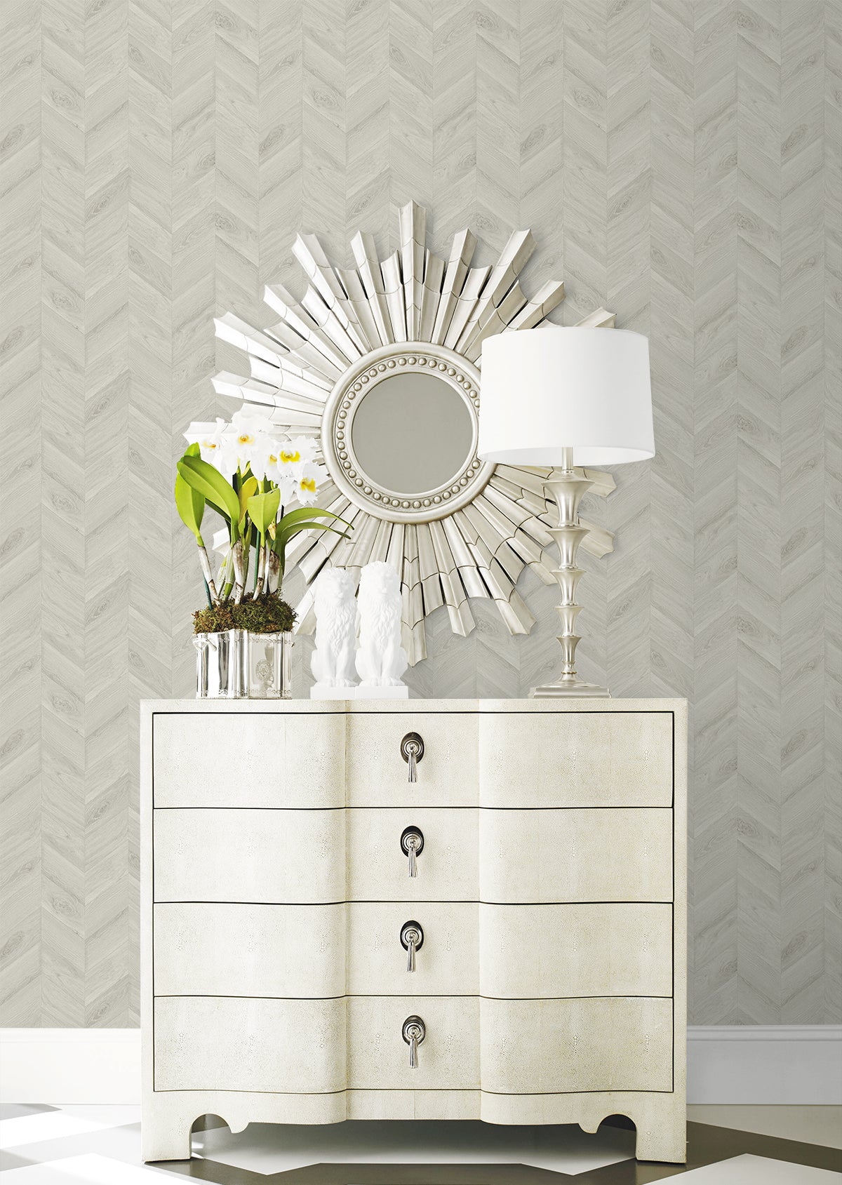 Keone Bay Chevron Birch by Lillian August Matte Chevron Wood-Look Vinyl Wallpaper – Lillian August LN40818