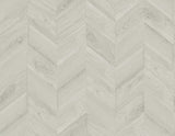 Keone Bay Chevron wallpaper in Birch grey with matte wood-grain chevron pattern
