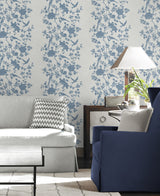Aloha Bird Trail Denim Blue by Coastal Haven Toile Wallpaper – Lillian August LN41002