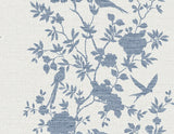 Aloha Bird Trail wallpaper in denim blue toile with birds and floral branches