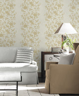 Aloha Bird Trail Golden by Coastal Haven Toile Wallpaper – Lillian August LN41003