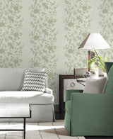 Aloha Bird Trail Green Ivy by Lillian August Toile Wallpaper – Lillian August LN41004