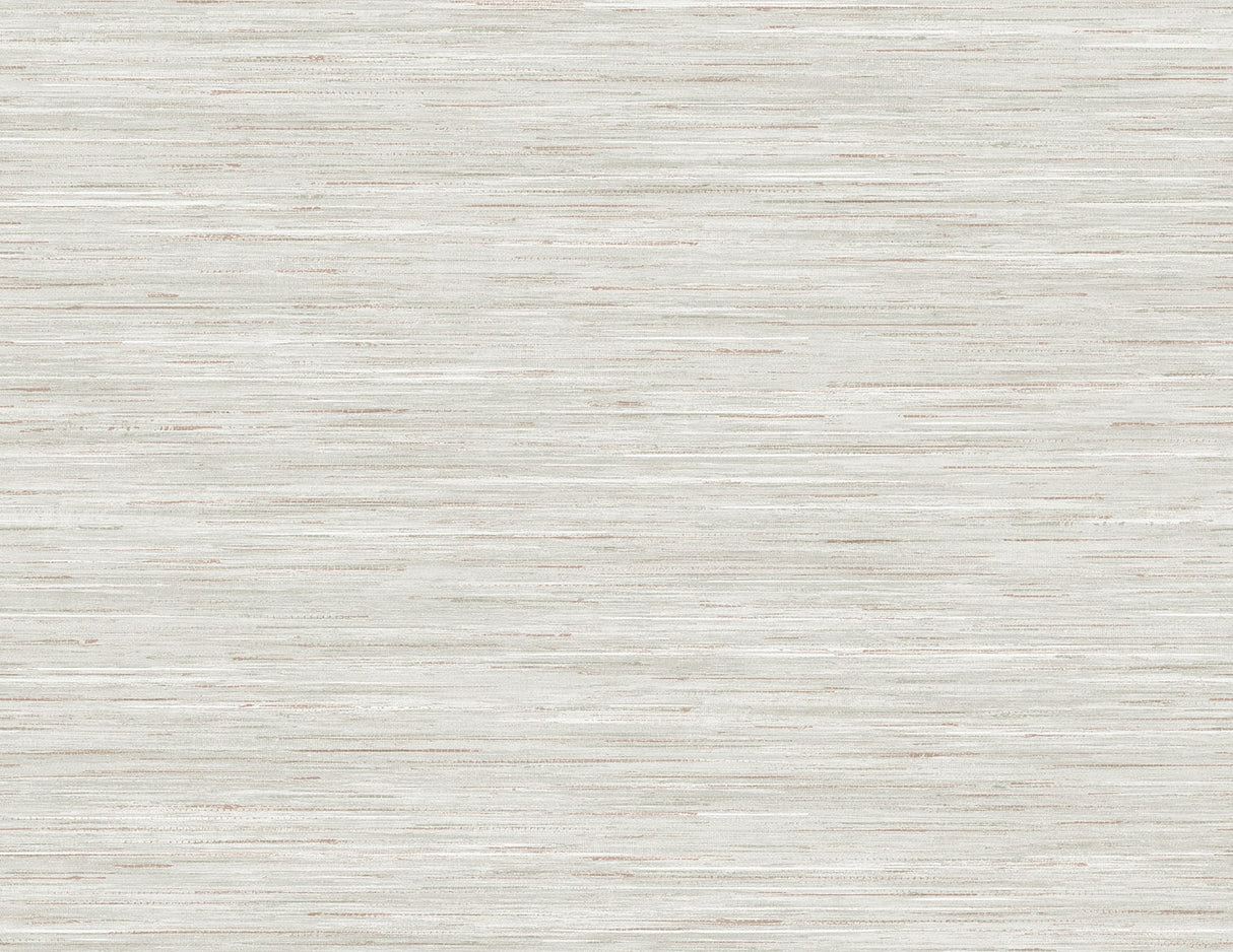 Light cream and gray striated faux grasscloth wallpaper