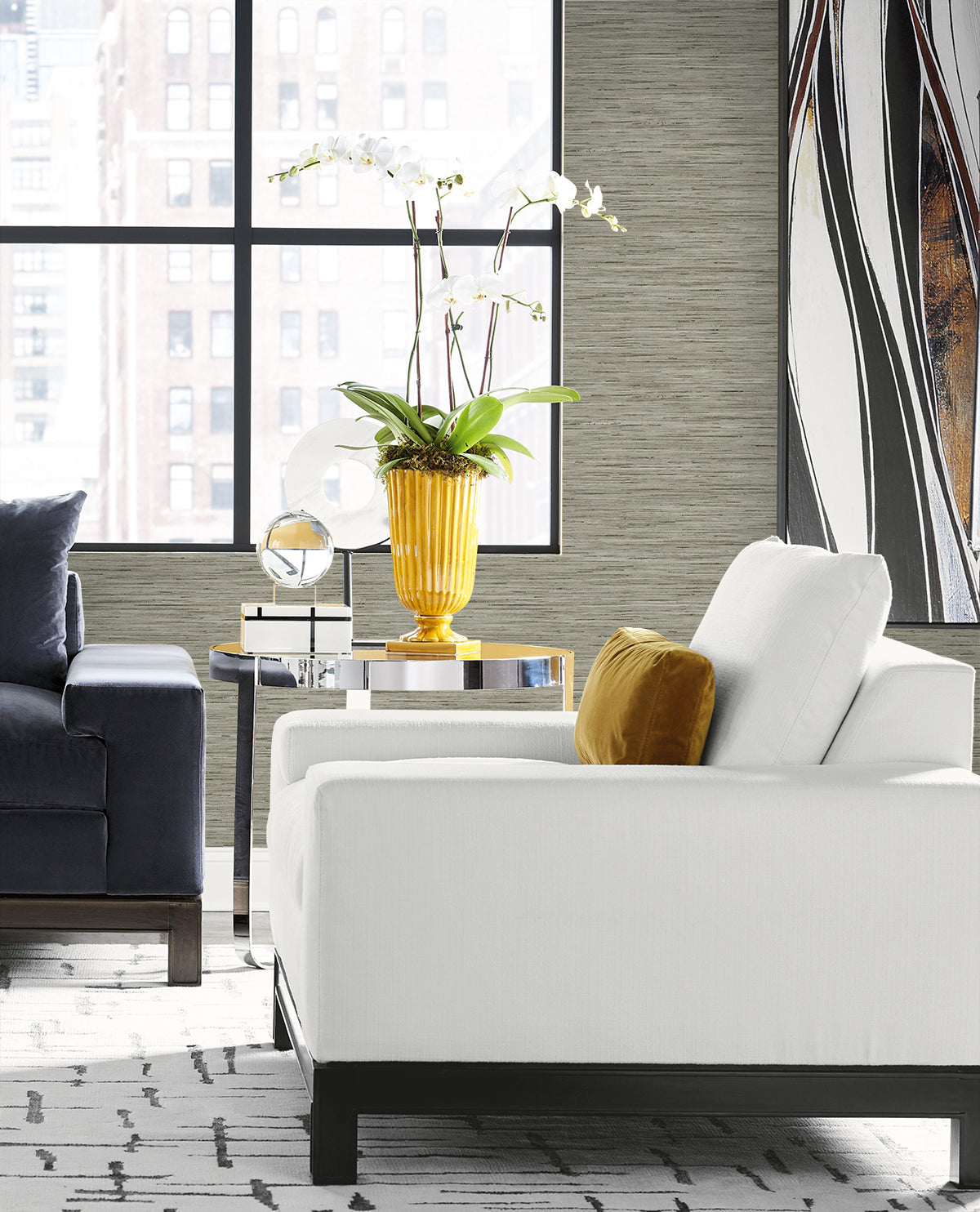 Loe Sanctuary Stria Desert Limestone by Coastal Haven Faux Grasscloth Vinyl Wallpaper – Lillian August LN41117