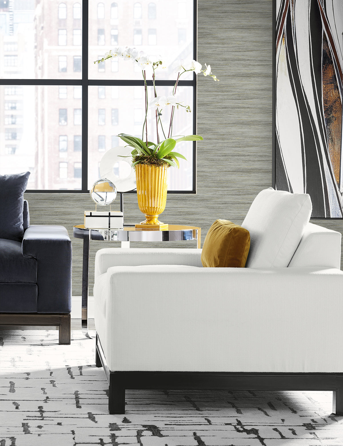 Loe Sanctuary Stria Coastline by Coastal Haven Faux Grasscloth Vinyl Wallpaper – Lillian August LN41122