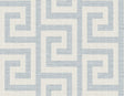 Skylight blue and off-white Greek key geometric wallpaper with a matte finish