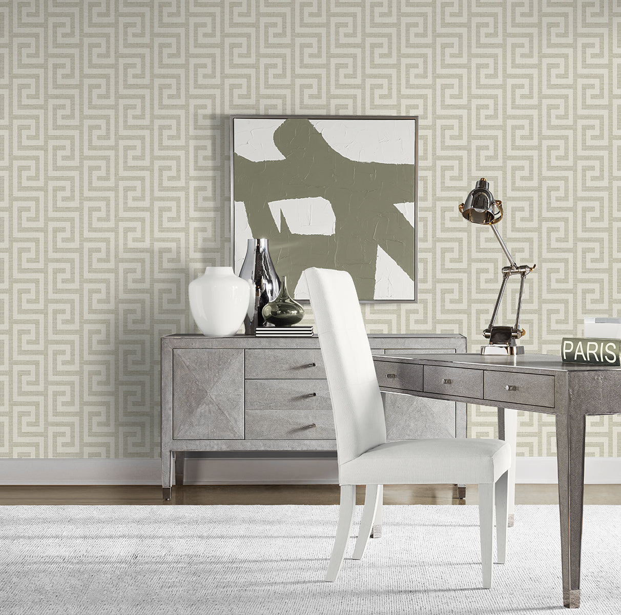 Greek Key Pavestone by Luna Retreat Geometric Vinyl Wallpaper – Lillian August LN41207